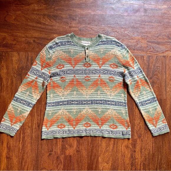 VTG Ralph Lauren Denim & Supply 90’s Multicoloured Aztec Henley Knit XL Jumper - Picture 1 of 6